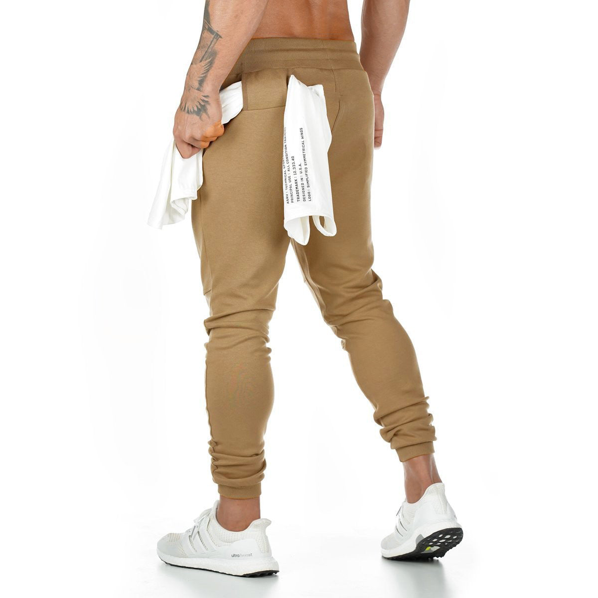 Hzori Brothers Sports Trousers Men's Solid Color Fitness Trousers Running Training Tappered Pants