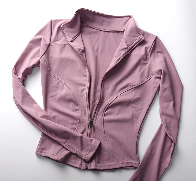 HZORI® | Long Sleeve Sports Jacket Women Zip Fitness Yoga Shirt Winter Warm