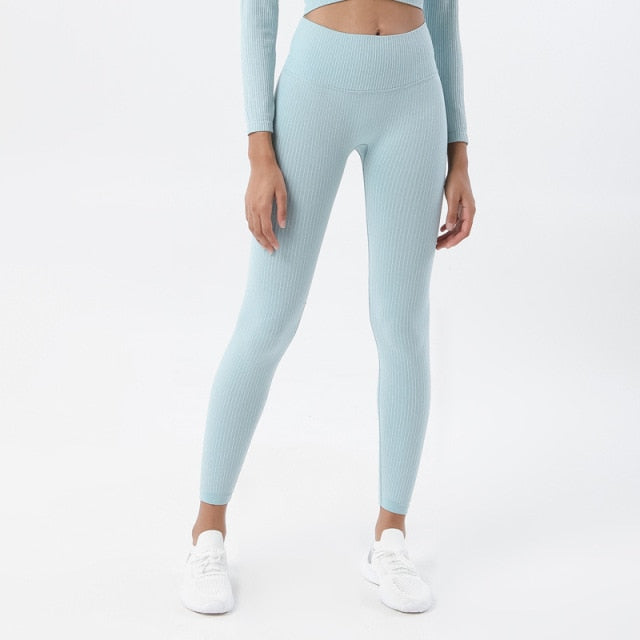 HZORI® | Women High Waist Soft Ribbed Seamless Sport Leggings