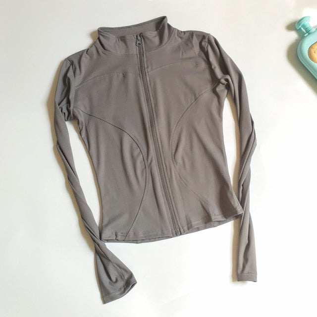 HZORI® | Long Sleeve Sports Jacket Women Zip Fitness Yoga Shirt Winter Warm