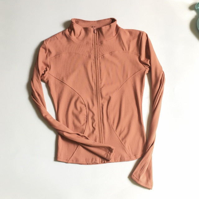HZORI® | Long Sleeve Sports Jacket Women Zip Fitness Yoga Shirt Winter Warm