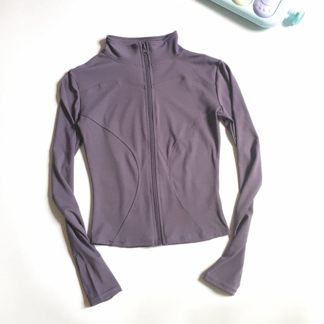 HZORI® | Long Sleeve Sports Jacket Women Zip Fitness Yoga Shirt Winter Warm