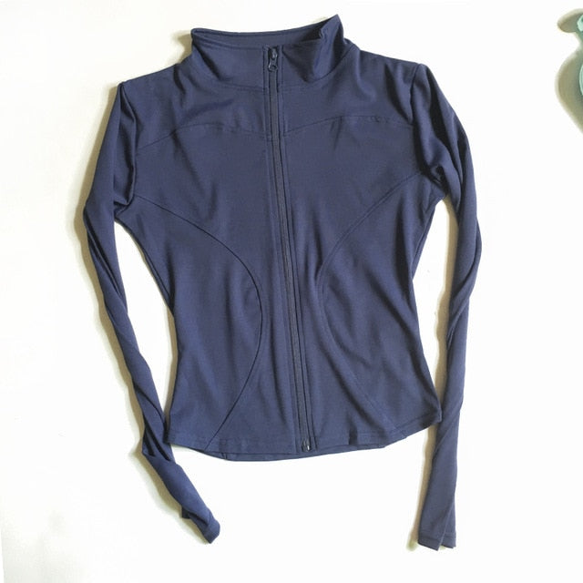 HZORI® | Long Sleeve Sports Jacket Women Zip Fitness Yoga Shirt Winter Warm