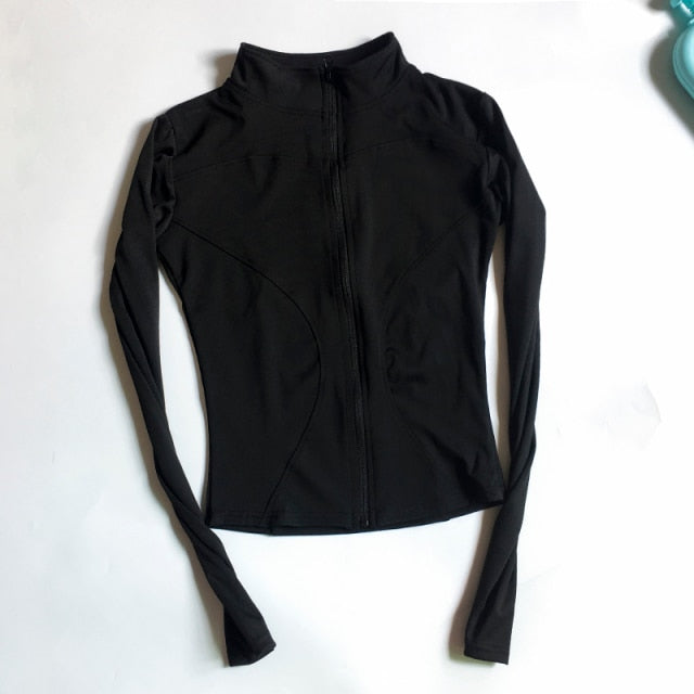 HZORI® | Long Sleeve Sports Jacket Women Zip Fitness Yoga Shirt Winter Warm