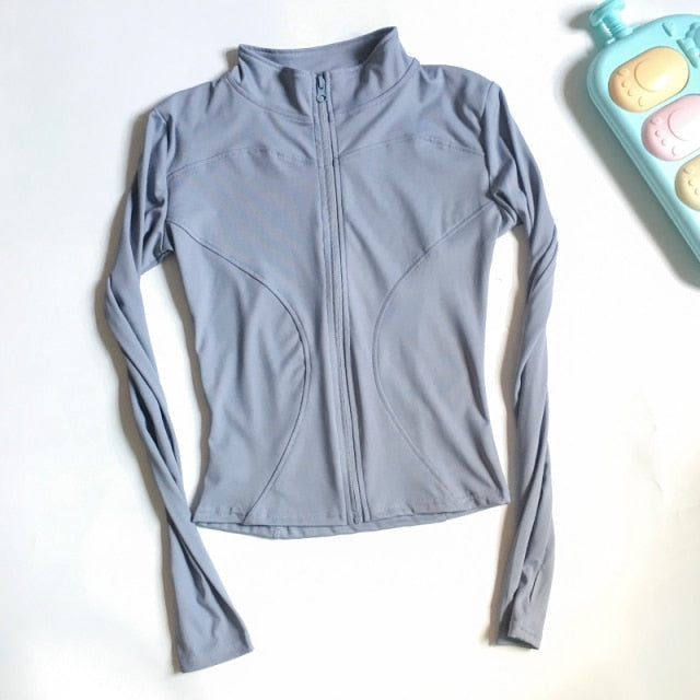 HZORI® | Long Sleeve Sports Jacket Women Zip Fitness Yoga Shirt Winter Warm