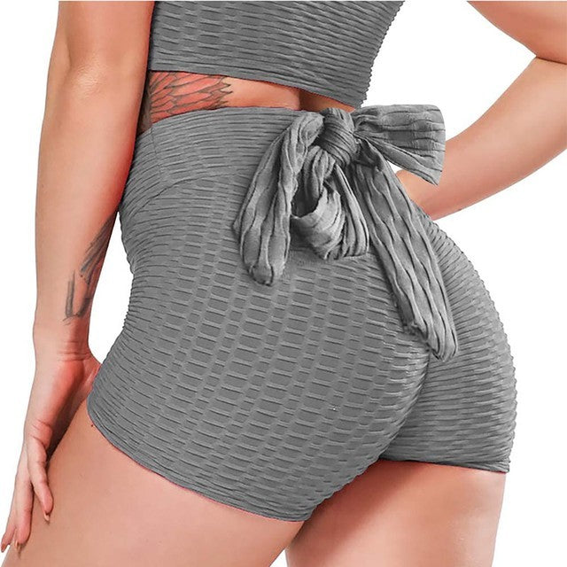 HZORI® | Bow Tie Textured Butt Lifting Sports Shorts