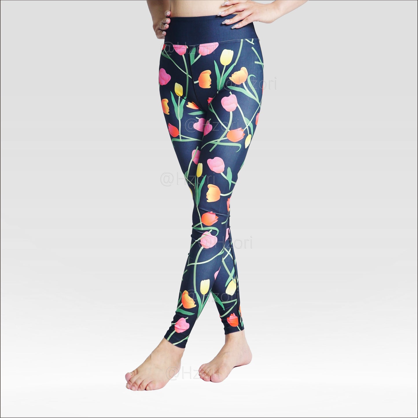 HZORI® |High Waist Printed Yoga Pants for Women, Tummy Control Running Sports Workout Yoga Leggings|Colorful Flower Style