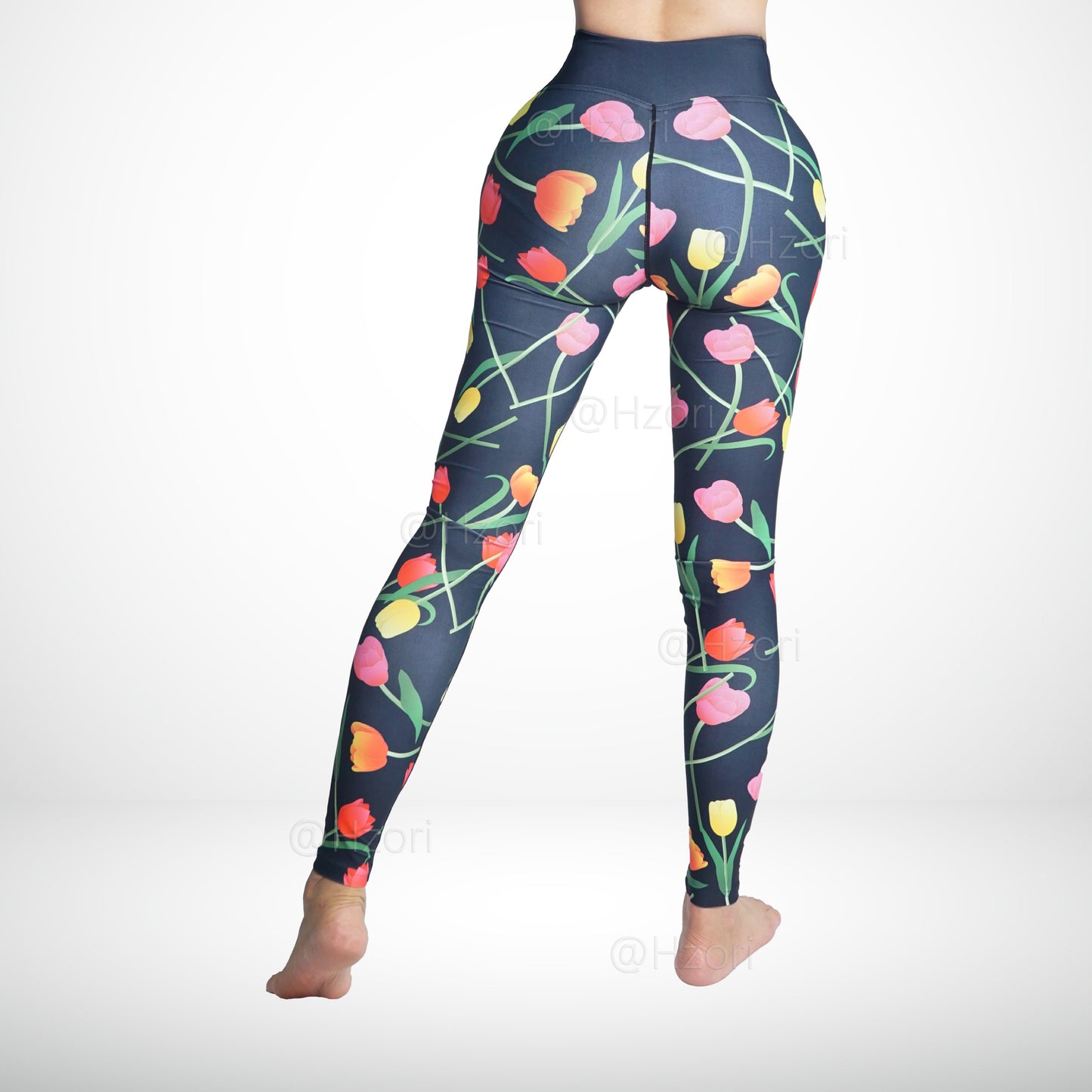 HZORI® |High Waist Printed Yoga Pants for Women, Tummy Control Running Sports Workout Yoga Leggings|Colorful Flower Style