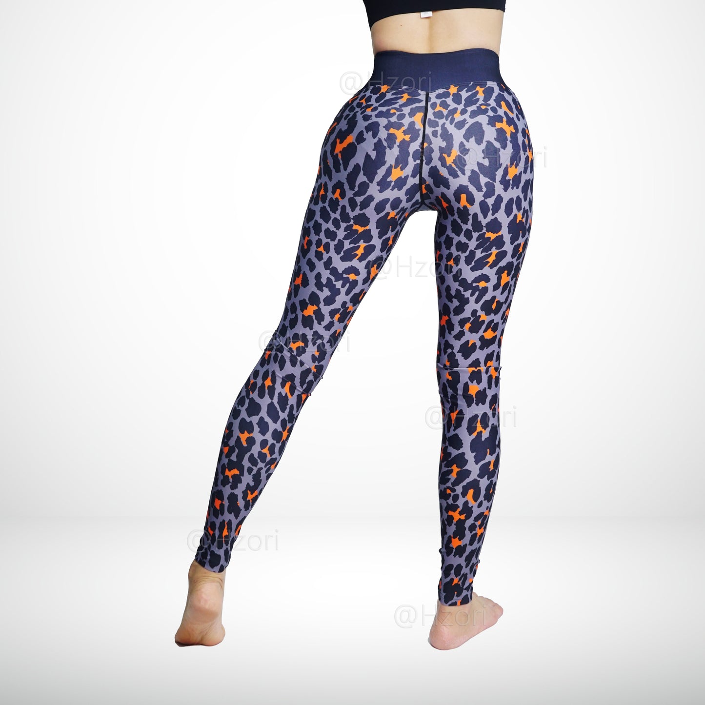 HZORI® |High Waist Printed Yoga Pants for Women, Tummy Control Running Sports Workout Yoga Leggings | Orange Spot Element Style