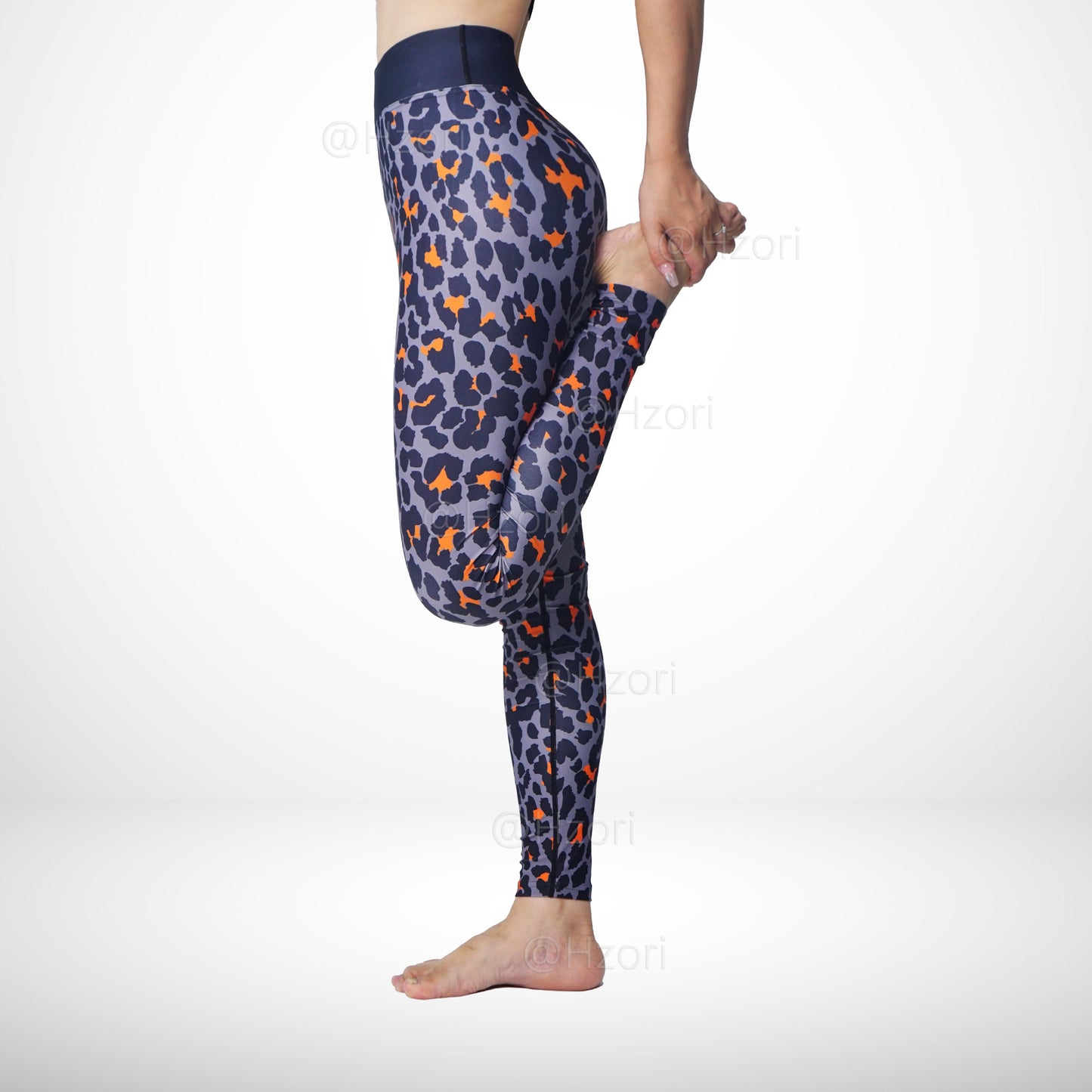 HZORI® |High Waist Printed Yoga Pants for Women, Tummy Control Running Sports Workout Yoga Leggings | Orange Spot Element Style