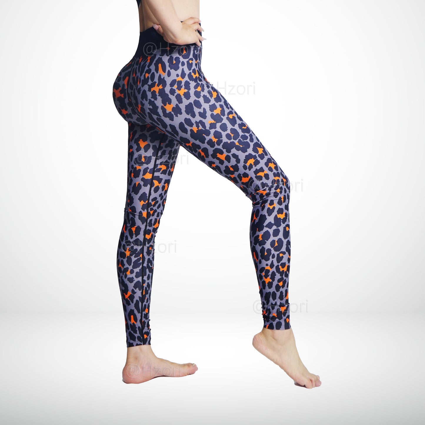 HZORI® |High Waist Printed Yoga Pants for Women, Tummy Control Running Sports Workout Yoga Leggings | Orange Spot Element Style