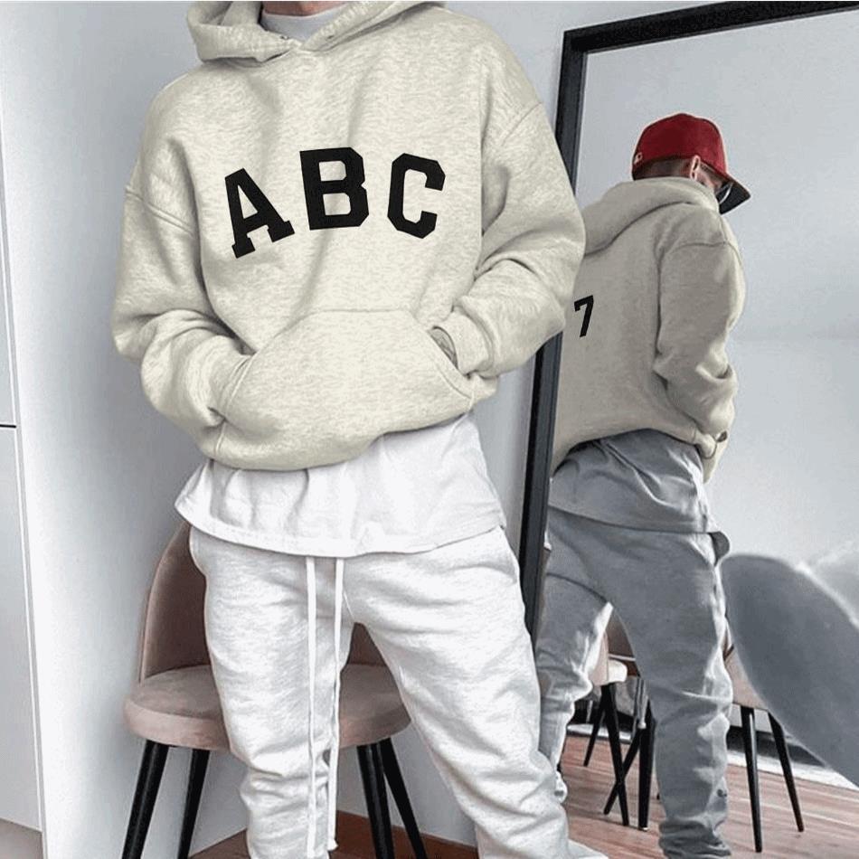 Hzori ABC Letter Sweater High Street Loose Trendy Hoodie Trendy Brand Men