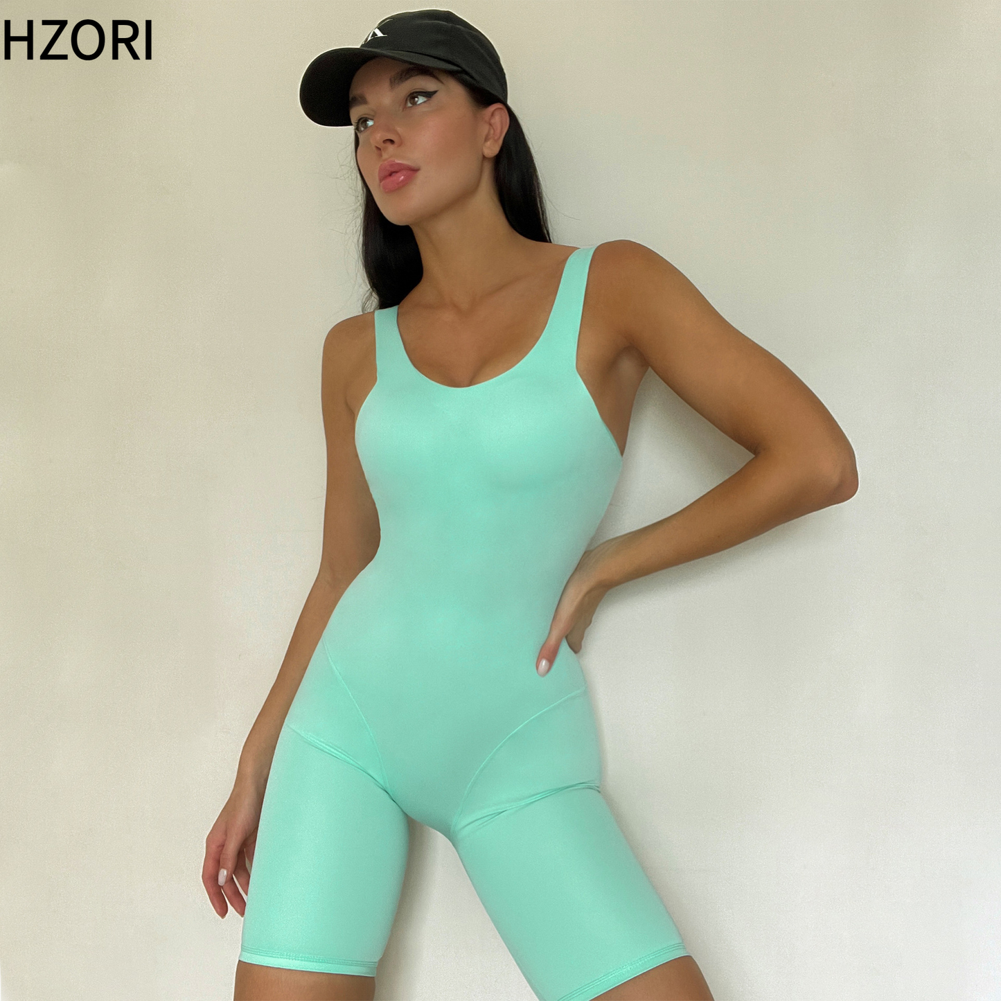 Hzori Solid Color One-Piece Fitness Exercise Yoga Clothes Women's Slim Slimming Deep U Beauty Back Yoga Jumpsuit