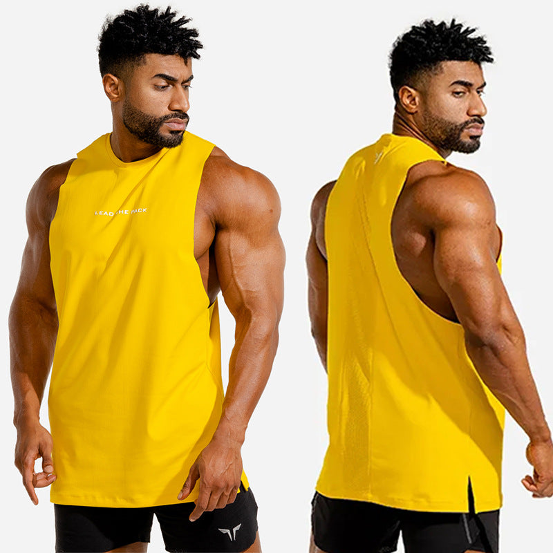 Hzori Muscle Vest Men's Brothers Fitness Breathable Slim Sports Trendy Summer Sleeveless T-shirt