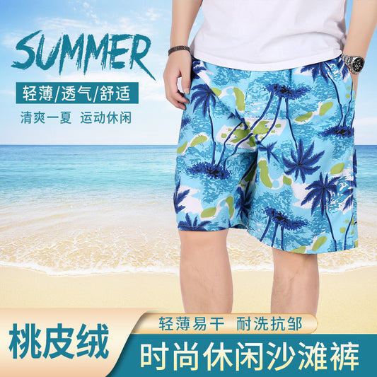 Hzori Beach Pants Men's Large Size Quick-Drying Loose Thin Men's Shorts Sports Casual Flower Pants