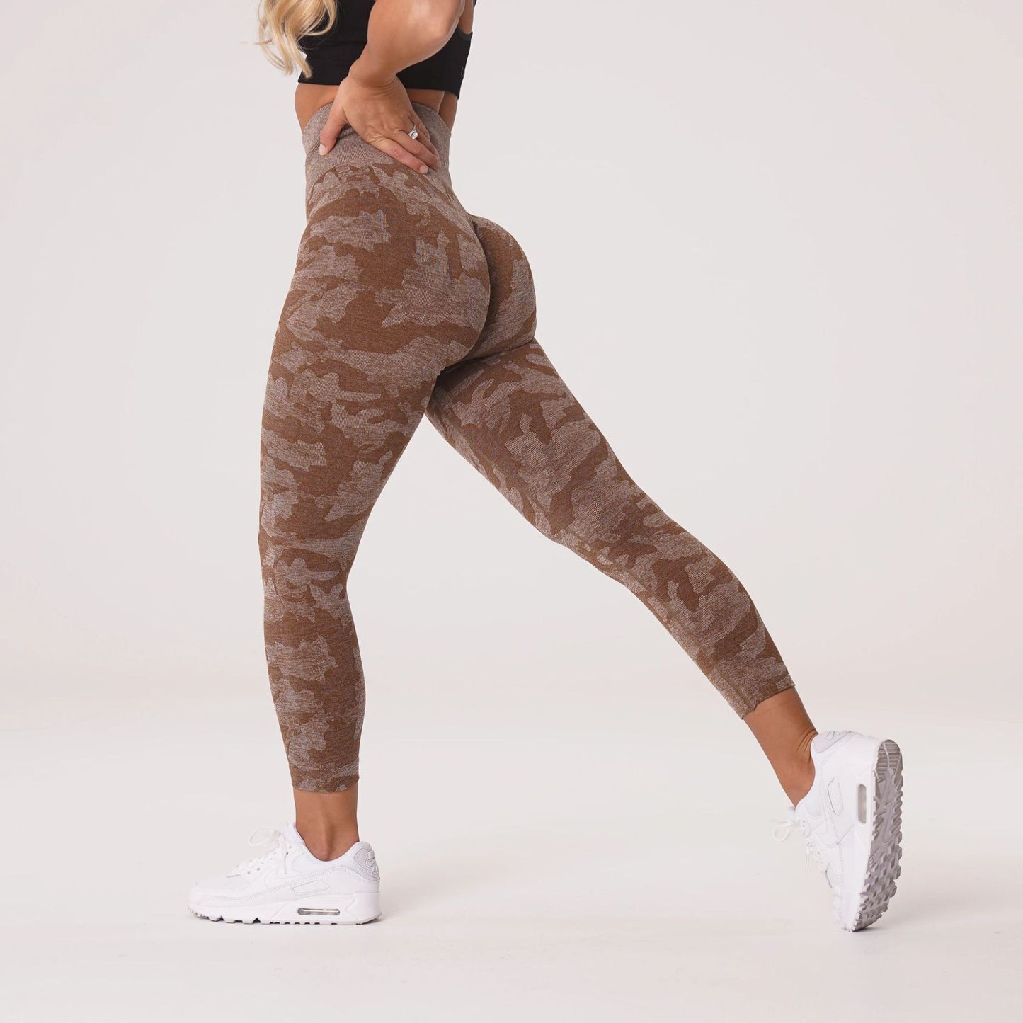 Hzori Popular Snowflake Camouflage Cropped Pants Camouflage Jacquard Seamless Fitness Yoga Trousers