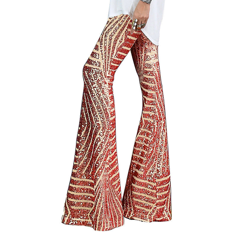 Hzori Casual Pants Autumn New Women's Pants Sequined High Waist Flared Pants Slimming Wide Leg Pants Casual Pants for Women