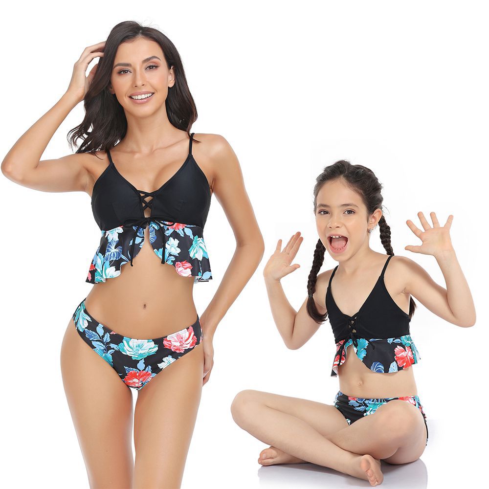 Hzori 2023 New Swimwear Multi-Color Parent-Child Swimsuit Bikini Children's Split Swimsuit