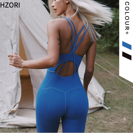 Hzori Tight Sexy Peach Hip Yoga Bodysuit Quick-Drying Fitness Sports Back Shaping Aerial Yoga Suit for Women