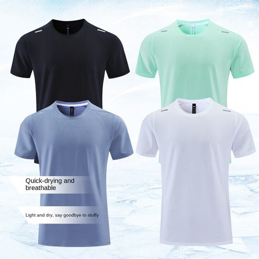 Hzori Sports round Neck Loose Short Sleeves Top Men's Casual Breathable Wicking Basketball Training Wear Running Quick Drying Clothes Short Sleeve