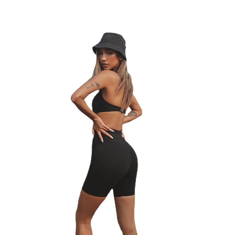 Hzori Summer New One-Piece Beauty Back Exercise Suit Fitness Training Casual Temperament One-Piece Yoga Jumpsuit Women