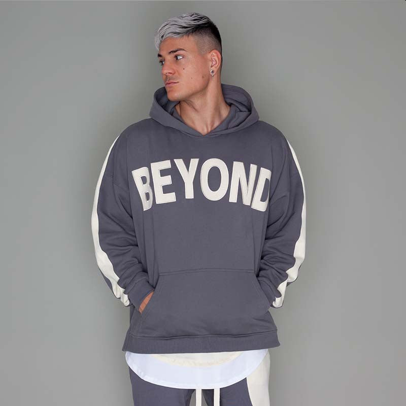 Hzori Fall Winter Hooded Pullover Oversize Sweater Men's Muscle Brothers Loose Sports and Leisure Coat