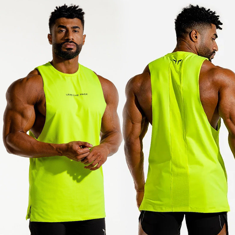 Hzori Muscle Vest Men's Brothers Fitness Breathable Slim Sports Trendy Summer Sleeveless T-shirt