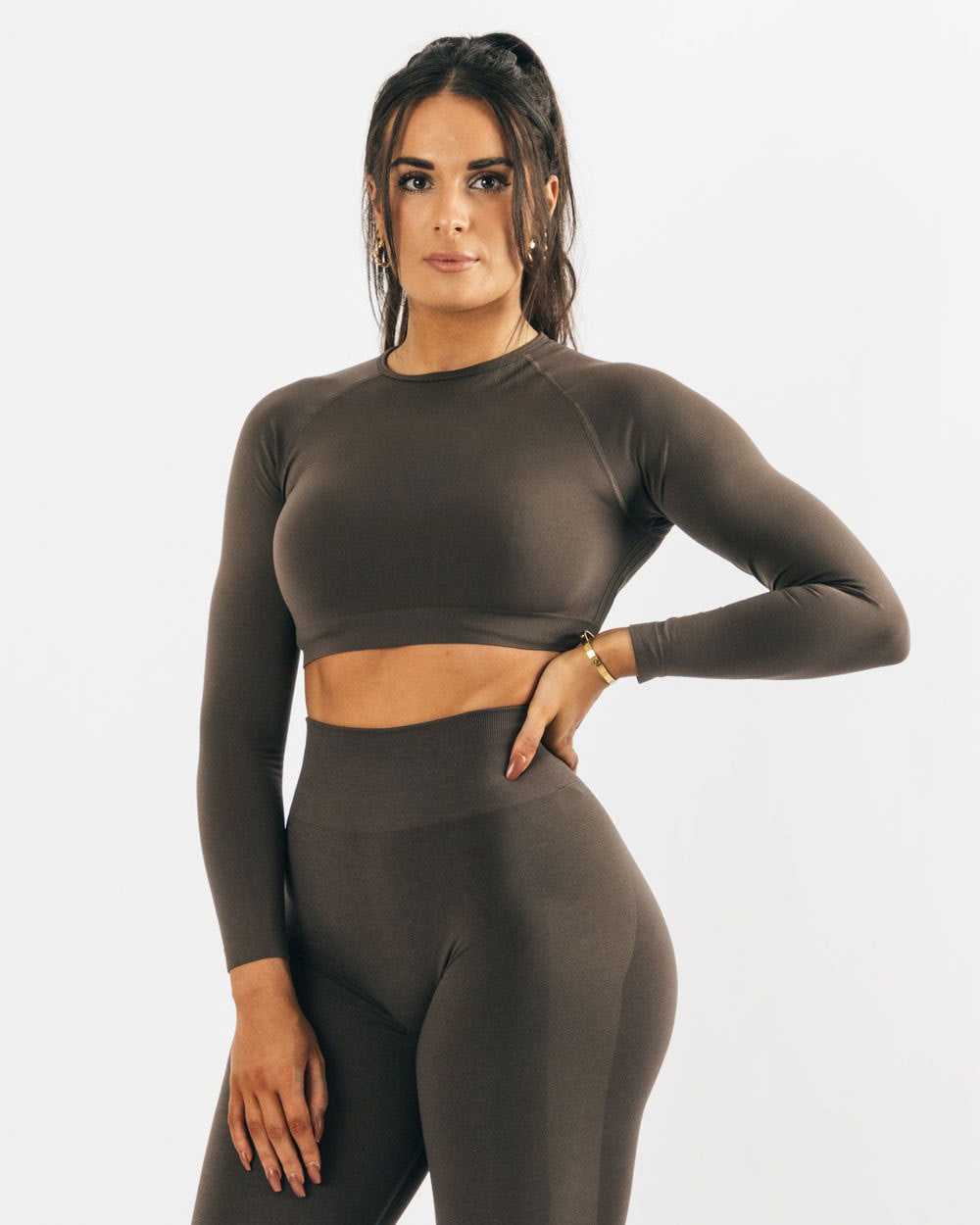 Hzori Feel Smooth Side Jacquard Seamless Fitness Long Sleeve Trousers Suit Fitness Long Sleeve Trousers