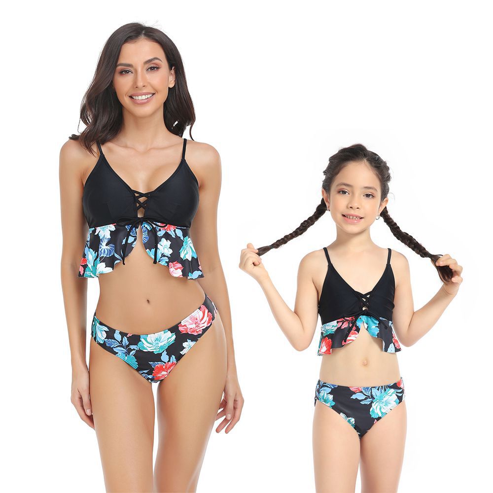 Hzori 2023 New Swimwear Multi-Color Parent-Child Swimsuit Bikini Children's Split Swimsuit