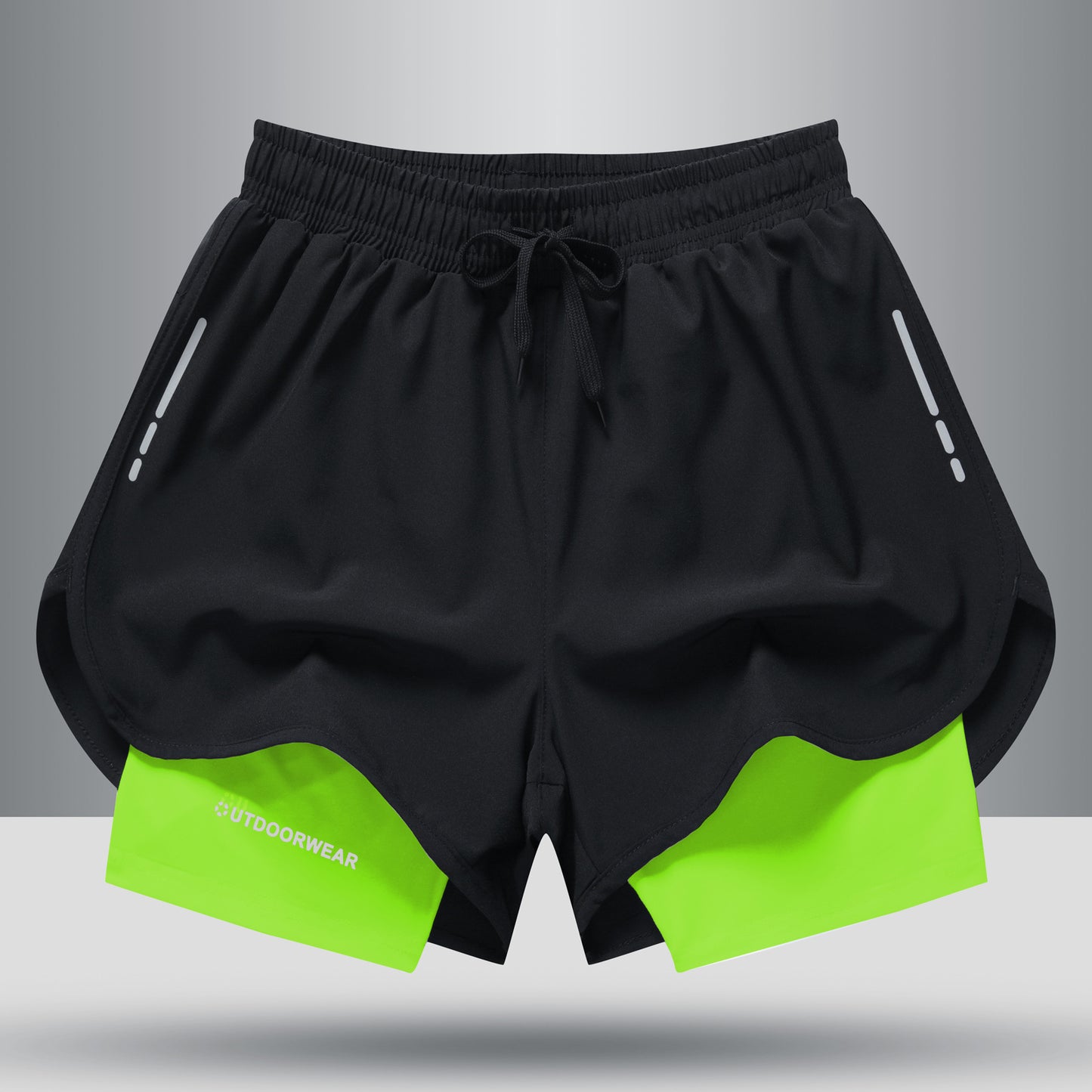 Hzori Quick-Drying Sports Shorts for Men Basketball Marathon Running Fitness Short Shorts Fake Two-Piece Anti-Exposure Swimming Trunks