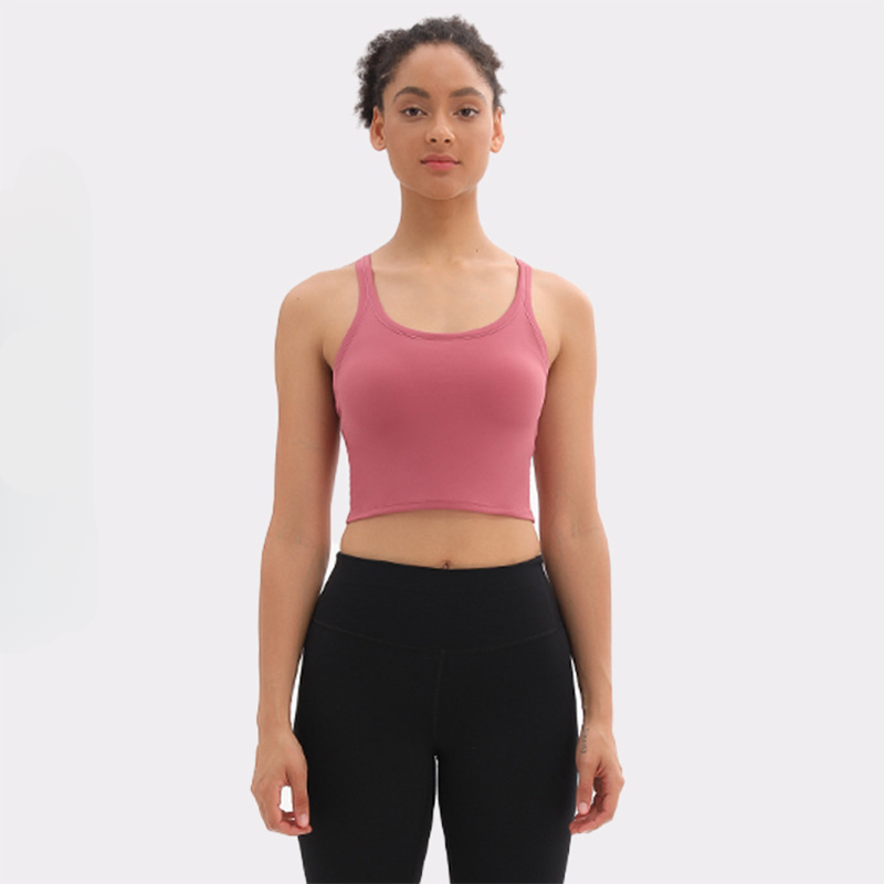 Hzori Yoga Vest with Chest Pad Female Sports Underwear Shockproof High Strength One-Piece Backless Bra