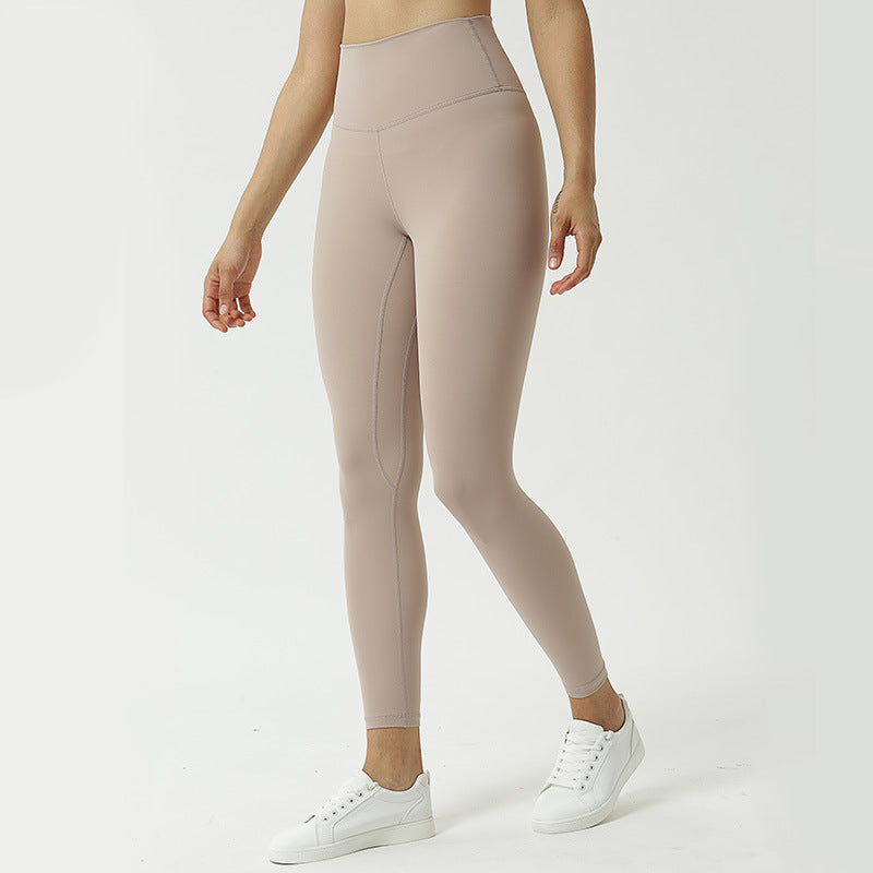 Hzori New Double-Sided Brushed Cloud Sense Yoga Pants Women's Sports Slim Fit Fitness Pants High Waist Nude Feel Yoga Ninth Pants