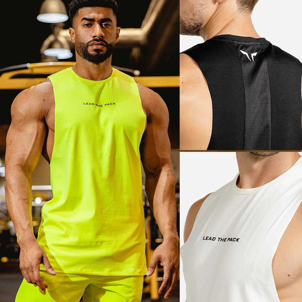 Hzori Muscle Vest Men's Brothers Fitness Breathable Slim Sports Trendy Summer Sleeveless T-shirt