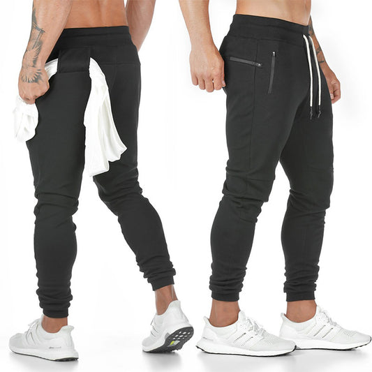 Hzori Brothers Sports Trousers Men's Solid Color Fitness Trousers Running Training Tappered Pants