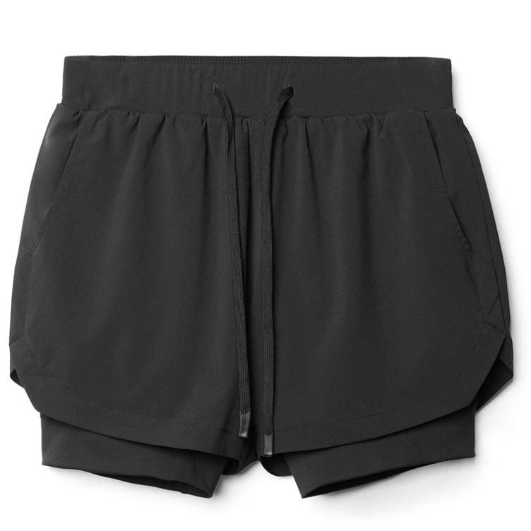 Hzori Summer Trendy Muscle Sports Shorts Outdoor Running Squat Breathable Double-Layer Quick-Drying Shorts Men's