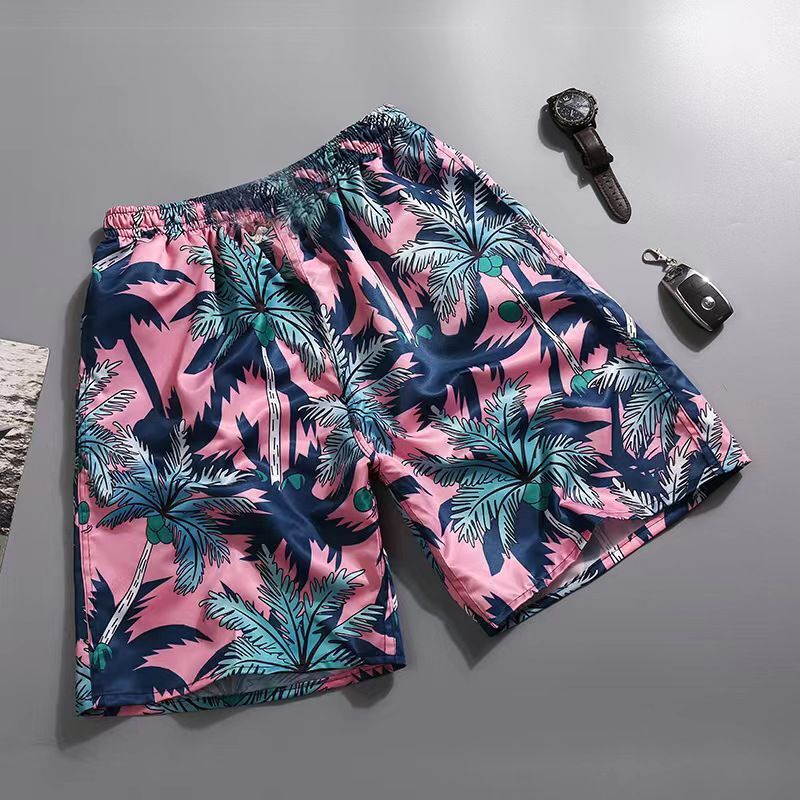 Hzori Beach Pants Men's Large Size Quick-Drying Loose Thin Men's Shorts Sports Casual Flower Pants