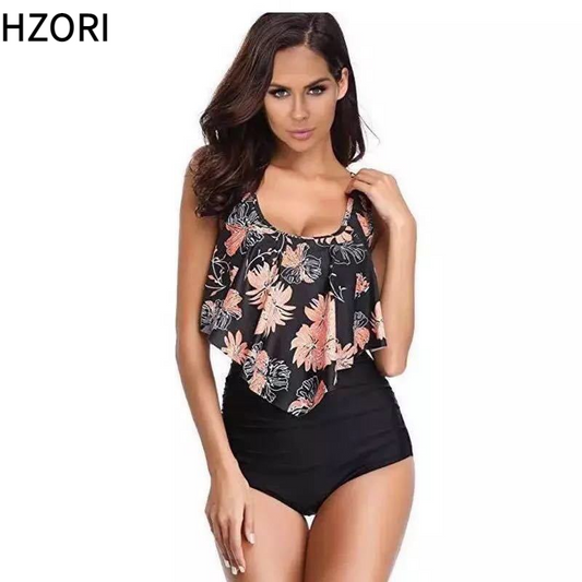 Hzori 2023 New Sexy Women's Lotus Leaf Bikini Swimsuit Swimwear