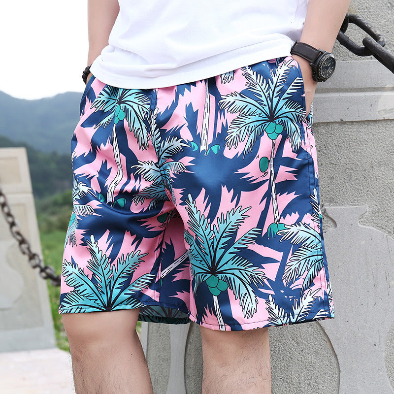 Hzori Beach Pants Men's Large Size Quick-Drying Loose Thin Men's Shorts Sports Casual Flower Pants