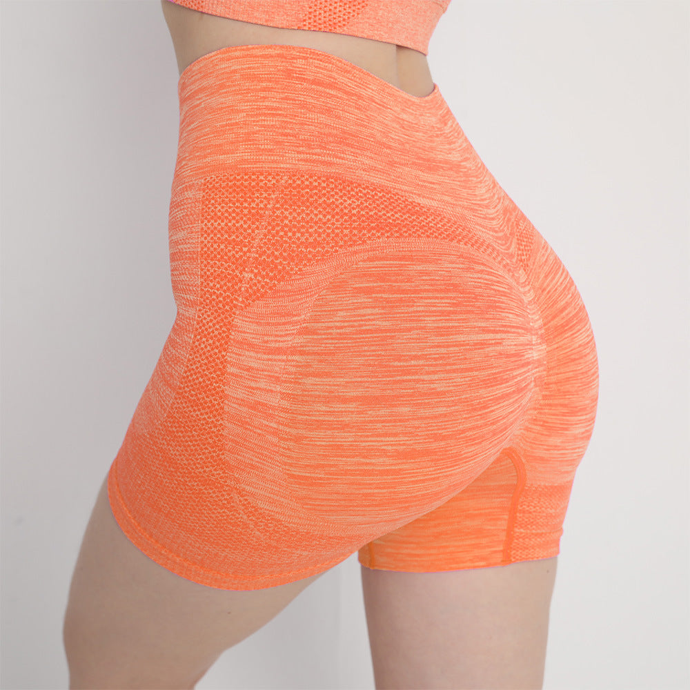 Hzori Seamless Peach Hip Fitness Yoga Pants Women's High Waist Hip Lift Belly Contracting and Close-Fitting Sports Quick-Drying Base Short Shorts