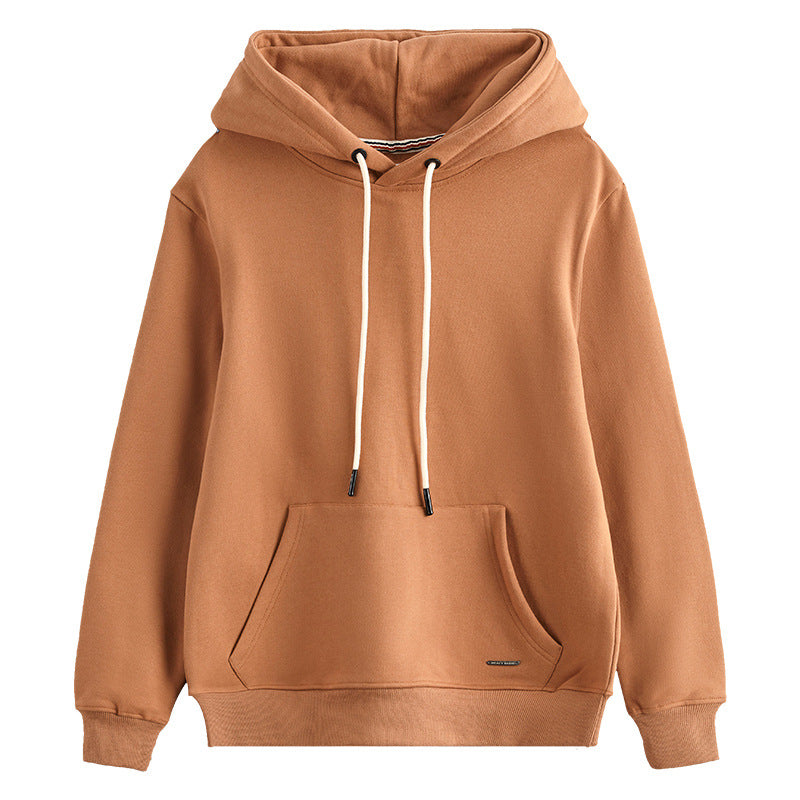 Hzori 470G Autumn and Winter Heavy and Thick Fleece-Lined Thickened Solid Color Retro Hooded Men and Women Couple Sweater Fashion