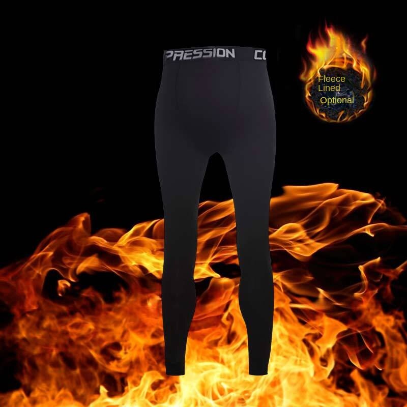 Hzori Fitness Clothes Men's Autumn and Winter Fleece-Lined Running Top Long Sleeve Gym Quick-Dry Basketball Training Tights