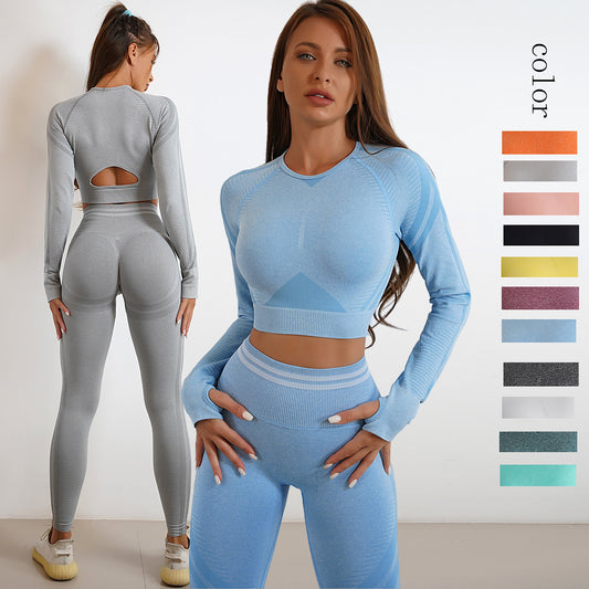 Hzori New Seamless Pleated Peach Skinny Hip Lift Yoga Suit