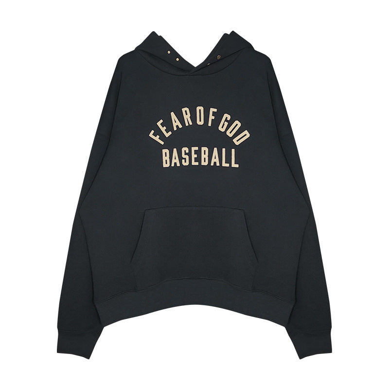 Hzori Winter Tide Sweatshirt Fog Season 7 Main Line Baseball Letter Hoodie High Street Loose Men's Women's Pullover