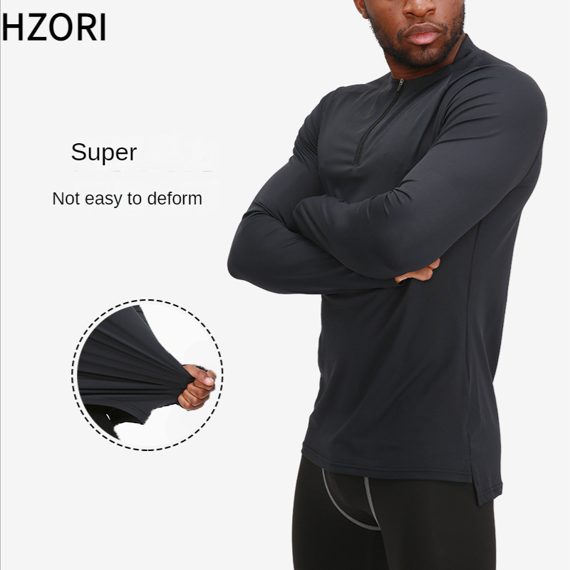 Hzori Workout Clothes Men's Long-Sleeved T-shirt Basketball Training Running Outdoors Sports Quick-Drying Top Tights