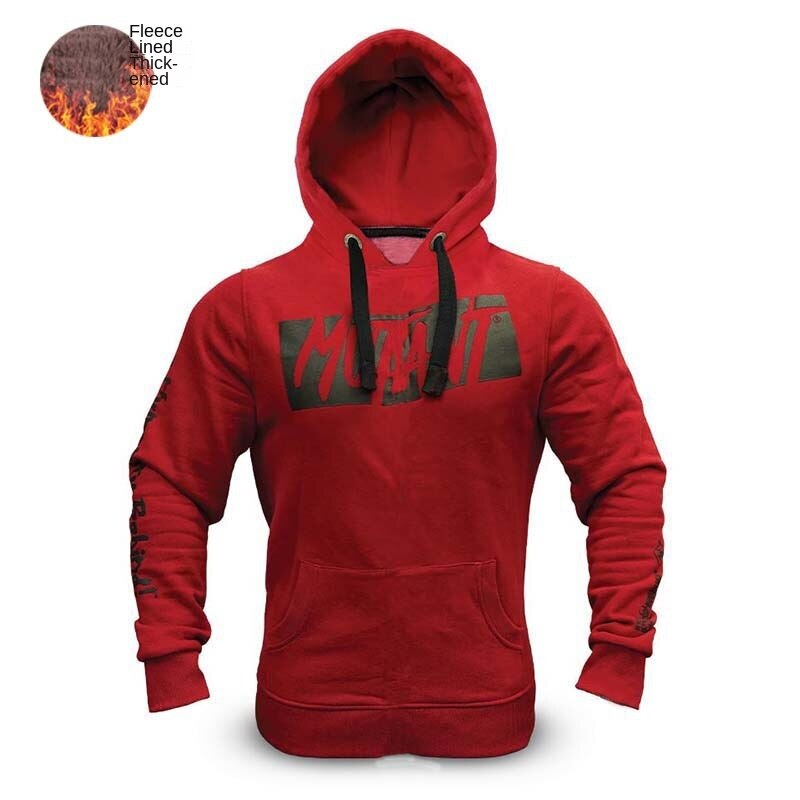 Hzori New Thickened Monster Fitness Sports Jacket Men's Winter Sports Clothing Outdoor Hooded Sweater Fleece-Lined