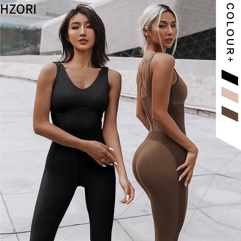 Hzori Spring/Summer One-Piece Sports One-Piece Breathable Sleeveless Stretch Beauty Back Aerial Yoga Clothes Fitness Suit Women