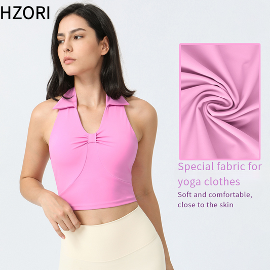 Hzori New Halter Tight Sports Bra Yoga Clothes Vest Women with Chest Pad Lapel Fitness Clothes Sports Underwear