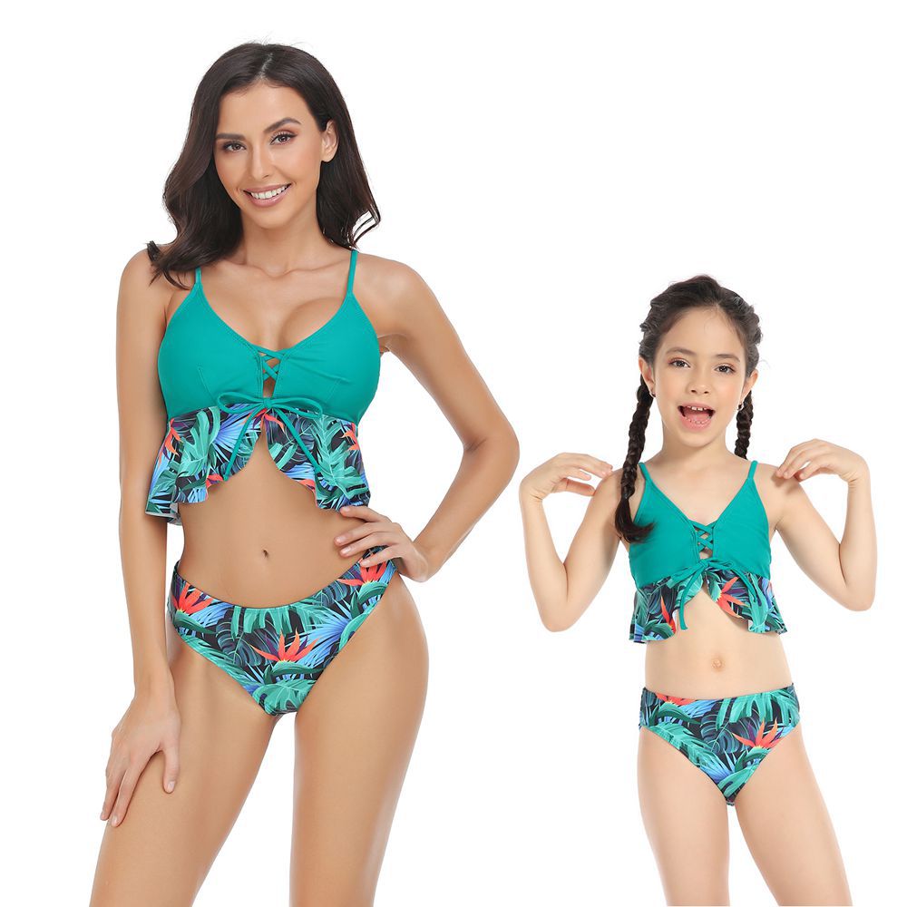 Hzori 2023 New Swimwear Multi-Color Parent-Child Swimsuit Bikini Children's Split Swimsuit