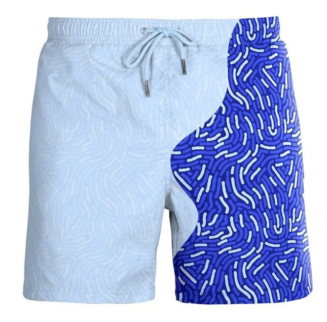 Hzori   Water-Changing  Beach Pants Men's  Large Size Temperature-Sensitive Color-Changing Shorts