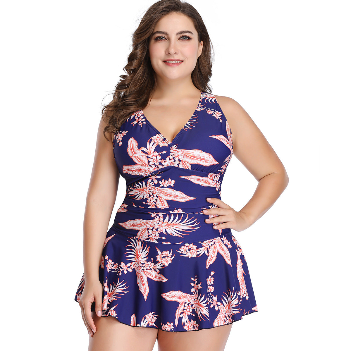 Hzori XL plus Size Swimwear Women's Covering Belly Thin Conservative Printed Skirt Split Swimsuit Boxer Swimming Trunks